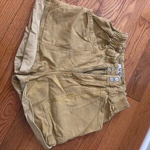 Free People High Waisted Utility Shorts in Mustard